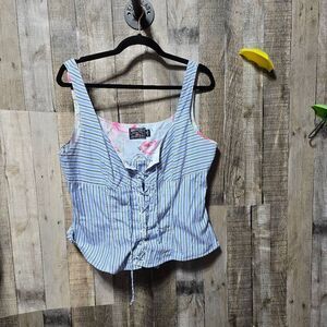 American Living Vintage Y2K Blue Stripe Crop Top
